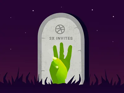 3 Dribbble Invites 🏀 design dribbble halloween hand illustration invites invites giveaway october tomb vectober vector zombie