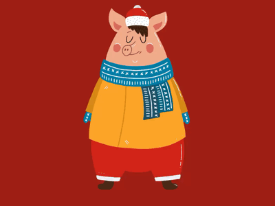 Winter look christmas look pig winter