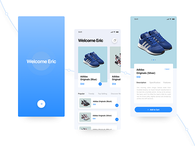 Minimal Footwear App app cart clean footwear ios iosapp onlineshopping onlinestore shoes shopping ui ux