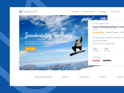 Snowboarding Bootcamp product detail page udacity ui