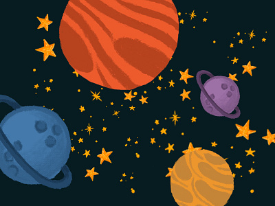 Stars and planets art cartoon design drawing flat design illustration shot simple design