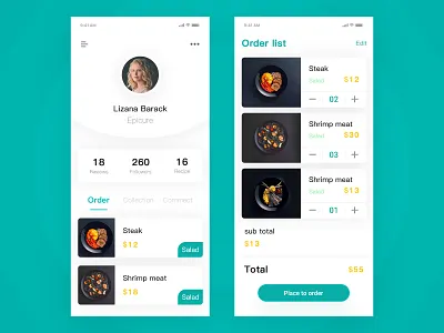 Food Menu app design flat icon illustration ios ui ux