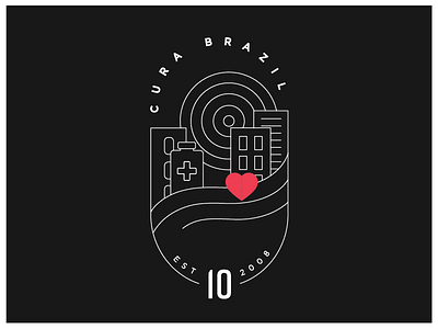 Cura Brazil 10th Anniversary Badge Outline badge badge design branding design graphic design illustration illustrator line art vector