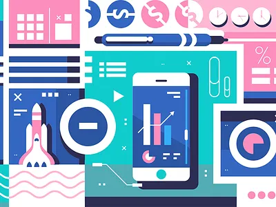 Business startup background application background business flat illustration kit8 mobile startup vector