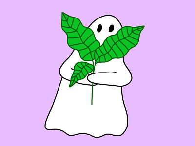 Inktober Day 26 ghost halloween illustration inktober minimal plants purple