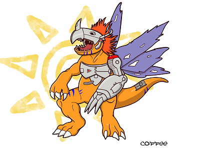 MetalGreymon coffeescartoons digimon fanart metalgreymon