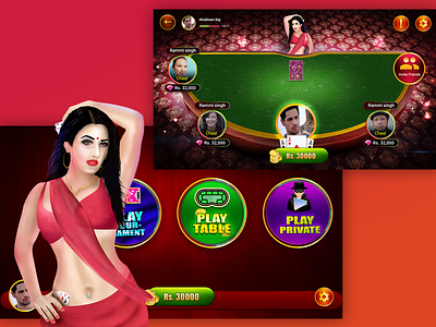 3 Patti Game Screen digital 3d game gradient ui ux