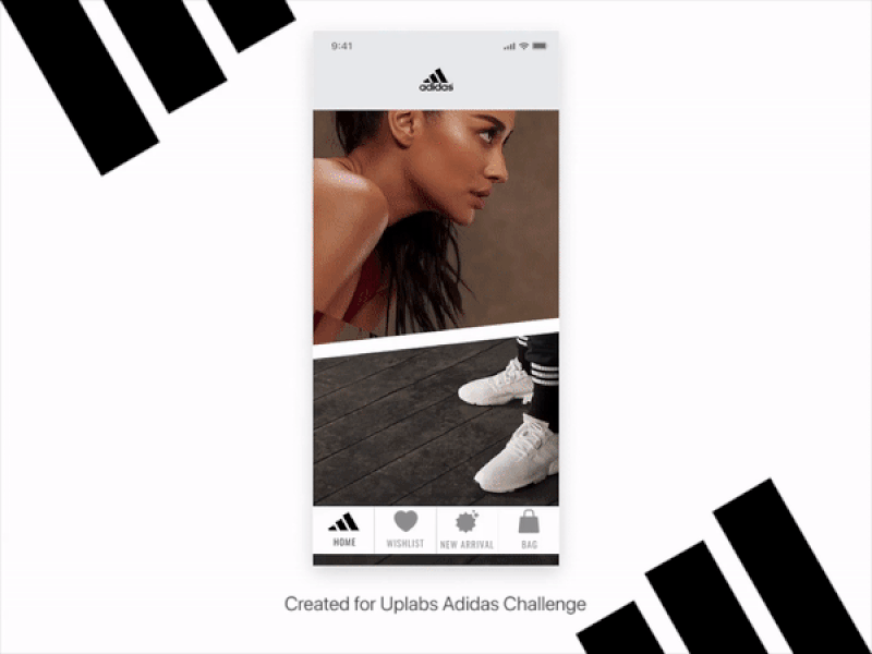Adidas P.O.D New Arrival Product Showcase adidas adidas originals ecommerce elegant invision invision studio invisionstudio product card product showcase simple clean interface simpleinteraction transition ui ui interaction uplabs uplabs challenge