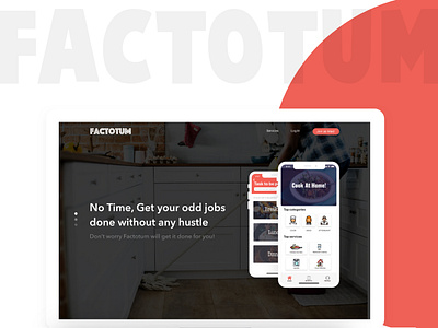 Factotum - Website app landing page booking maid and cook debut shot factotum portfolio ui ux design ui ux ui ux design user experience