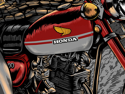 HONDA CB animation bikers design drawing illustration indonesia logo vector