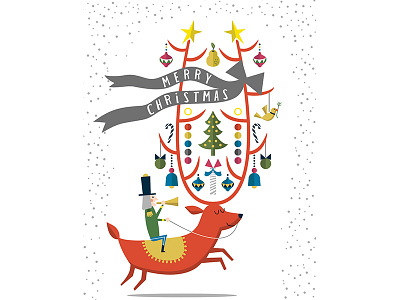 Merry Christmas Reindeer christmas digital greeting card illustration nutcracker ornaments reindeer vector