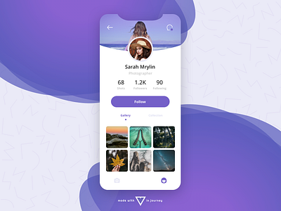 Photography User Profile app app concept branding design flat icon illustration mobile app pattern social media typography ui user account user info user profile ux vector violet wave