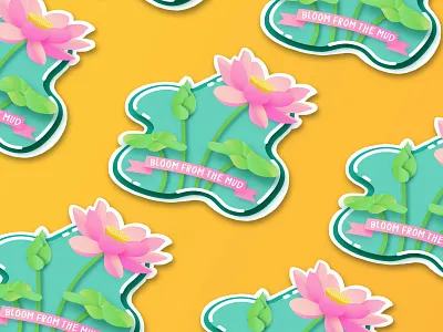 "Bloom from the Mud" Lotus Sticker graphic design illustator repeating sticker sticker design vector