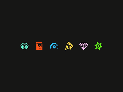 more bits book diamond eye gear icon icons pizza volume