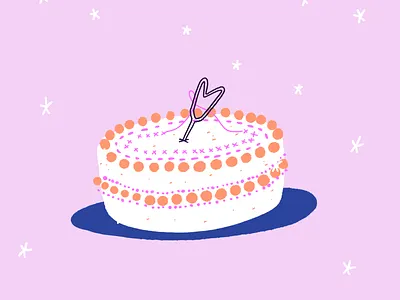 Cake birthday cake design embroidery girly illustration logo pastel pink procreate