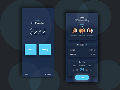 Money Transfer App app dark design interface iphone ui user interface ux