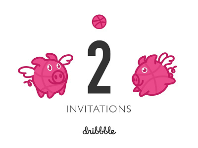 2 invitations~~~ cute dribbble fly illustration invitation invitations invite pig pink sketch wing