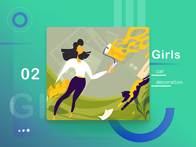 girl and cat illistration