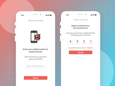 Create Account and OTP screens for Factotum booking maid and cook create account factotum mobile app design otp screen signin signup ux ui