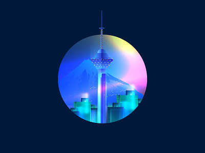 Tehran City buiding city illustration iran milad tower tehran vector web website