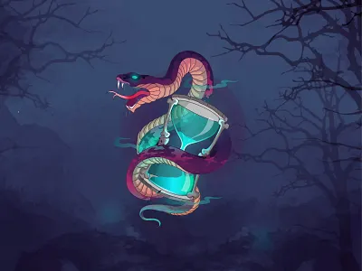 Times up ! graphic desgin halloween hourglass serpent snake spell venom witch