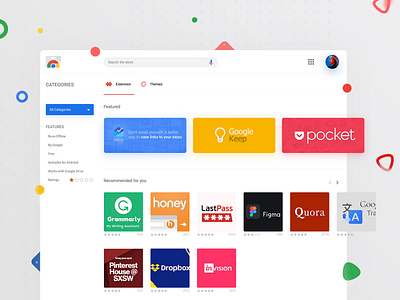 Google Chrome Web Store app concept chrome chrome extension google google apps redesign concept store ui ui ux design web store