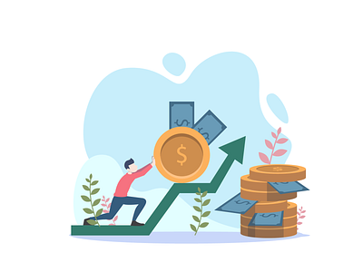 Investment Concept02 animation app art blue branding design flat green illustration illustrator investment money plant style ui ux vector