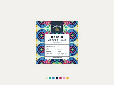 Coffee pattern "Costa Rica" n°1 blue branding coffee bag coffee brand etiquette flowers illustration packaging pink travel vibrant colors yellow