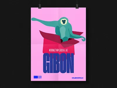 Gibon Delivery Branding – Posters blue branding color corporate identity delivery design gibon identity illustration logo magenta monkey pink poster poster art print type typography vector