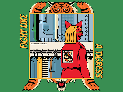 FIGHT LIKE A TIGRESS 2d animal art cat character color design drawing illustration tiger vector