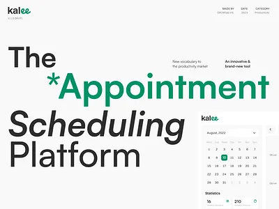 Kalee - Appointment Scheduling Platform | UX/UI Design app design calendar case study mobile app product design ui design uiux user interface ux web design