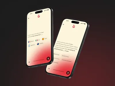 Sommelier App - Light app dark mobile sommelier ui ux wine