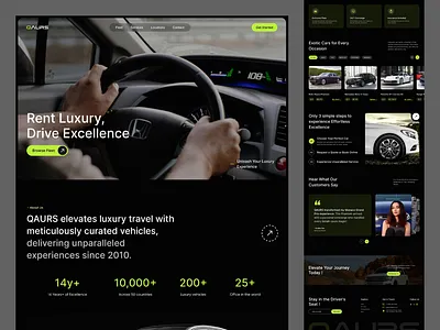 QAURS - Car Rental Landing Page app design car rent car rental landing page dribbbleshots landingpage luxury car rental ui ui uidesign ux webdesign