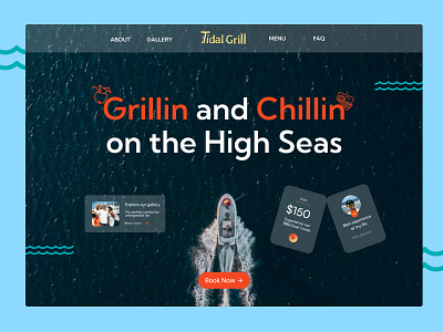 Tidal Grill BBQ Website animation branding graphic design logo motion graphics ui