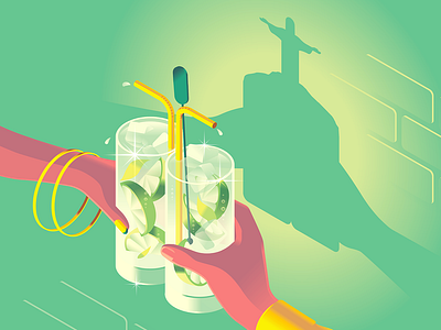 Caipirinha in Rio de Janeiro 🇧🇷 brazil caipirinha cheers christ the redeemer cocktail drink green landmark rio yellow