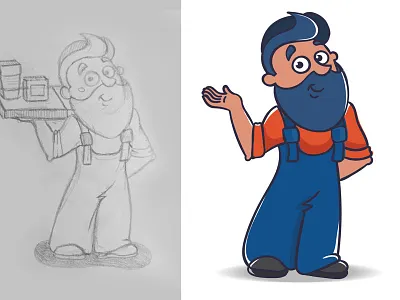 Master man art cartoon character handdrawing illustration man master sketch vector