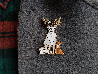 Quinn the Fox and the Isochronus Stag Enamel Pins animals badges christmas cute enamel pins fox illustration nature snow stag winter xmas