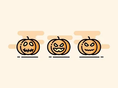 Three Pumpkin Icon flat halloween icon iconography illustration line