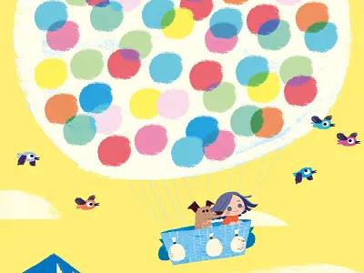 UP! baloons bird children book illustration colorful dog dream illustration sky