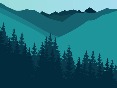 Green Hill clean dark dexter forest green illustration jungle material simple tree