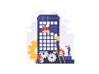 Team Work Illustration banner building business develop ecommerce illustration landing page modern illustration settings team building team work ui user interface