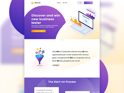 Alert On Homepage alert on crm cta email marketing gradients illustration landing page logo minimal sales funnel typography ui vibrant colors web site design