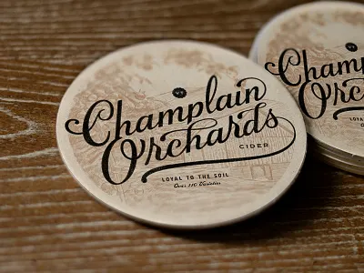 Champlain Orchards Coaster branding calligraphy coaster creative agency design illustration logo logotype