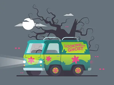 Mystery Machine 🎃 ghost halloween horror illustration mystery machine retro scooby doo texture vector zombie
