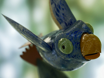 Blue Bird 3d 3d art 3d artist bird c4d cinema 4d color composition design lightning modeling render statue texturing