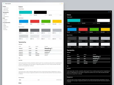 UI System color palette design system pattern library typography ui guide