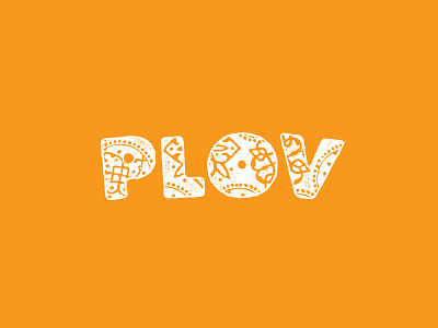 Middle East Cuisine Authentic Restaurant Plov Logo Concept craft grunge illustration lettering logo organic pattern raw rice rough stain texture