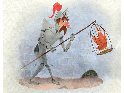 Knight character design childrens book fantasy illustration watercolor