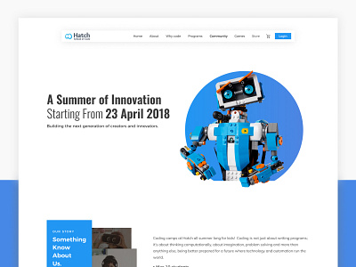 Kids Code school (hatch.school) code code school kids landing page landing page design ui visual design website
