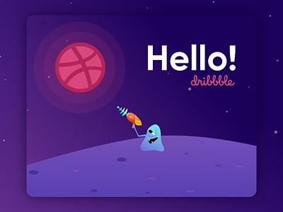 Hello Dribbble! alien debut hello dribble illustration